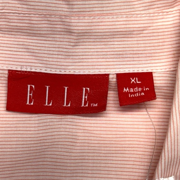 Elle Striped Ruffle Tuxedo Front Button Down Shirt Long Sleeve Size XL Coquette - Picture 6 of 12